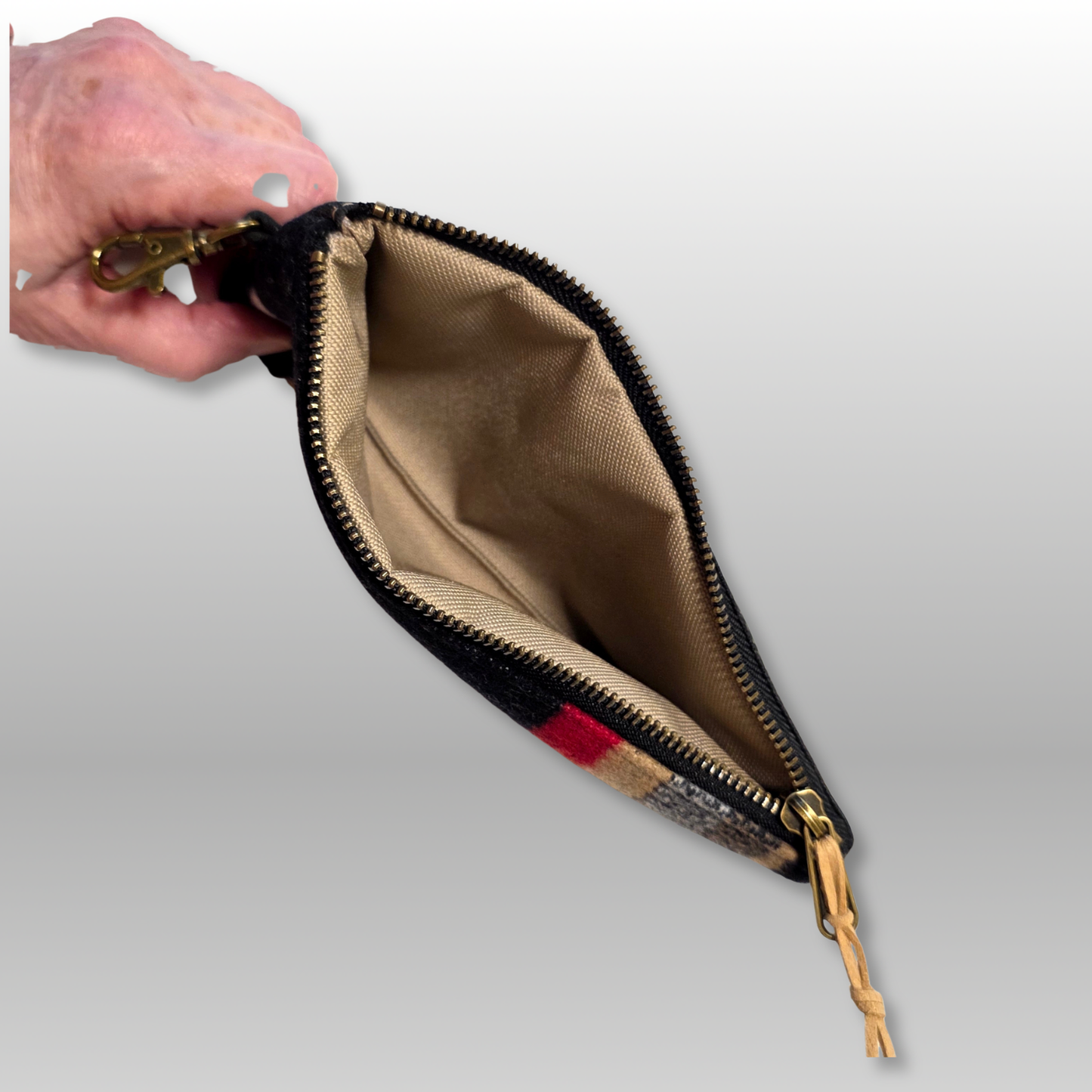 Wool and Canvas Zipper Pouch Medium