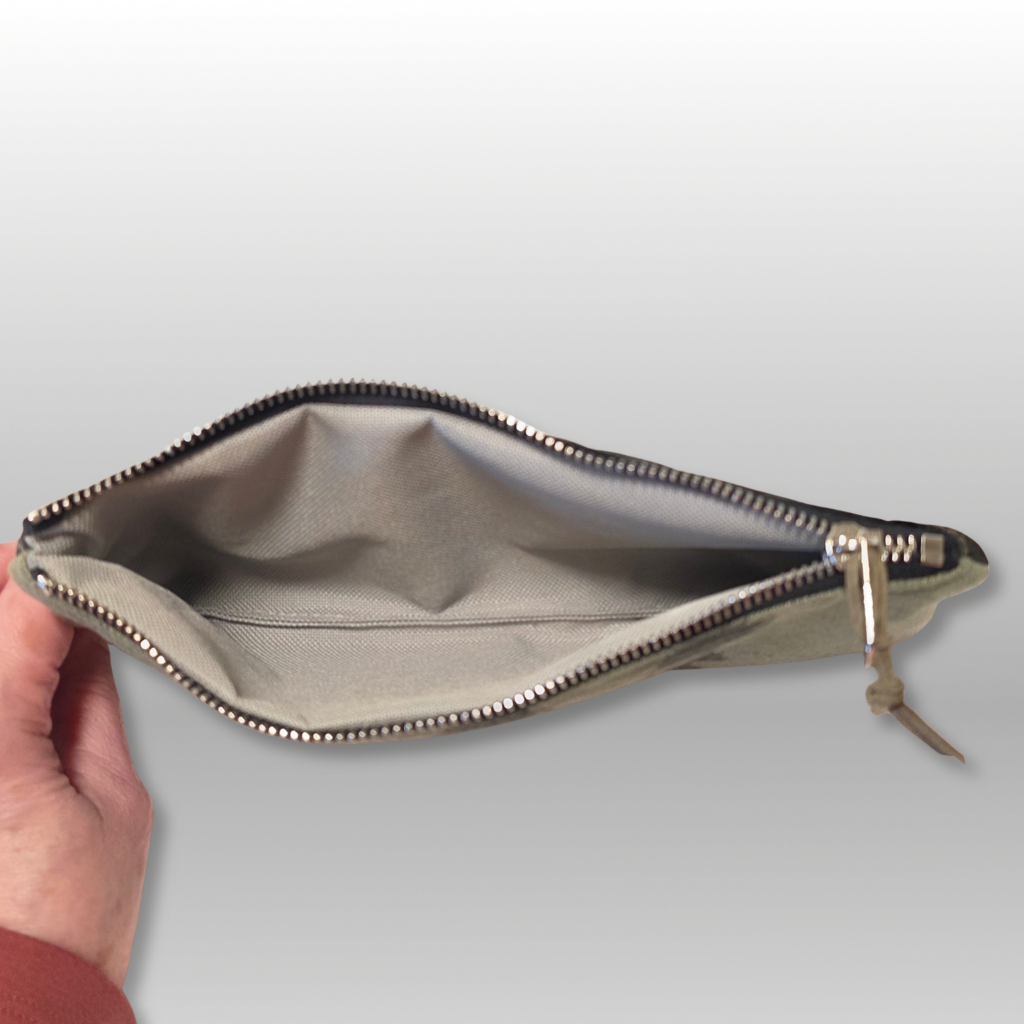 Wool and Canvas Zipper Pouch Large