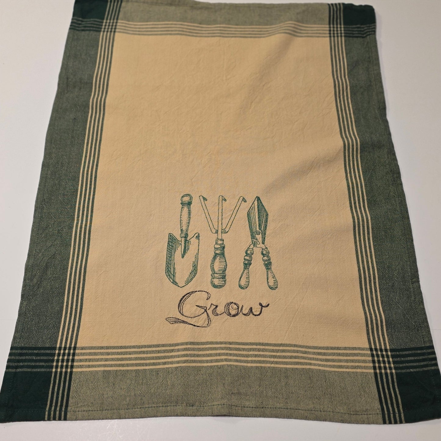 Embroidered Tea Towel - Grow - Crafty Juniper