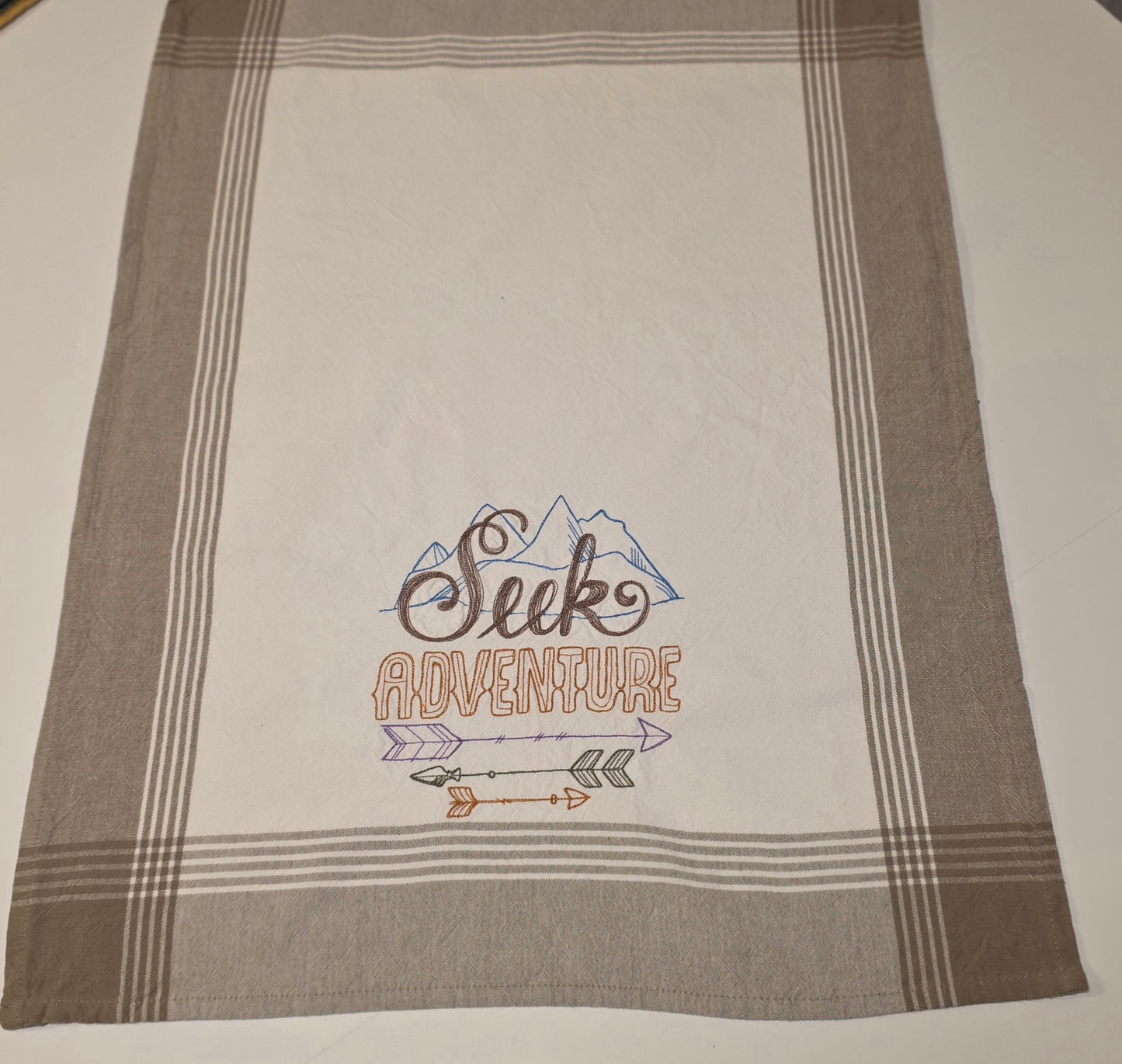 Embroidered Tea Towel - Seek Adventure