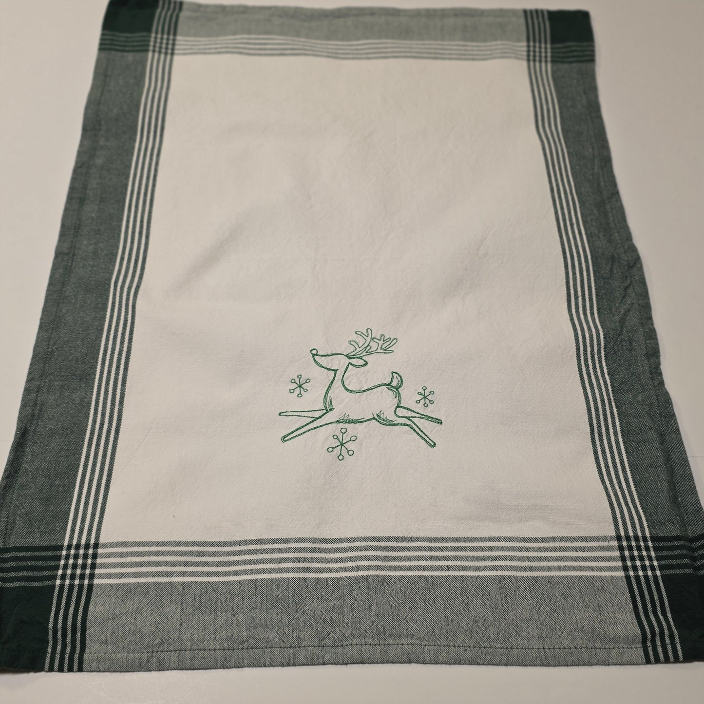 Embroidered Tea Towel - Reindeer's Flight