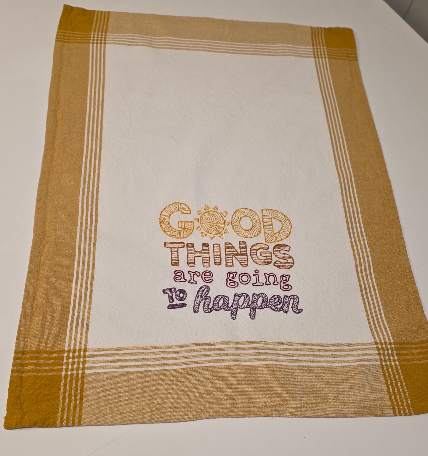 Embroidered Tea Towel - Good Things