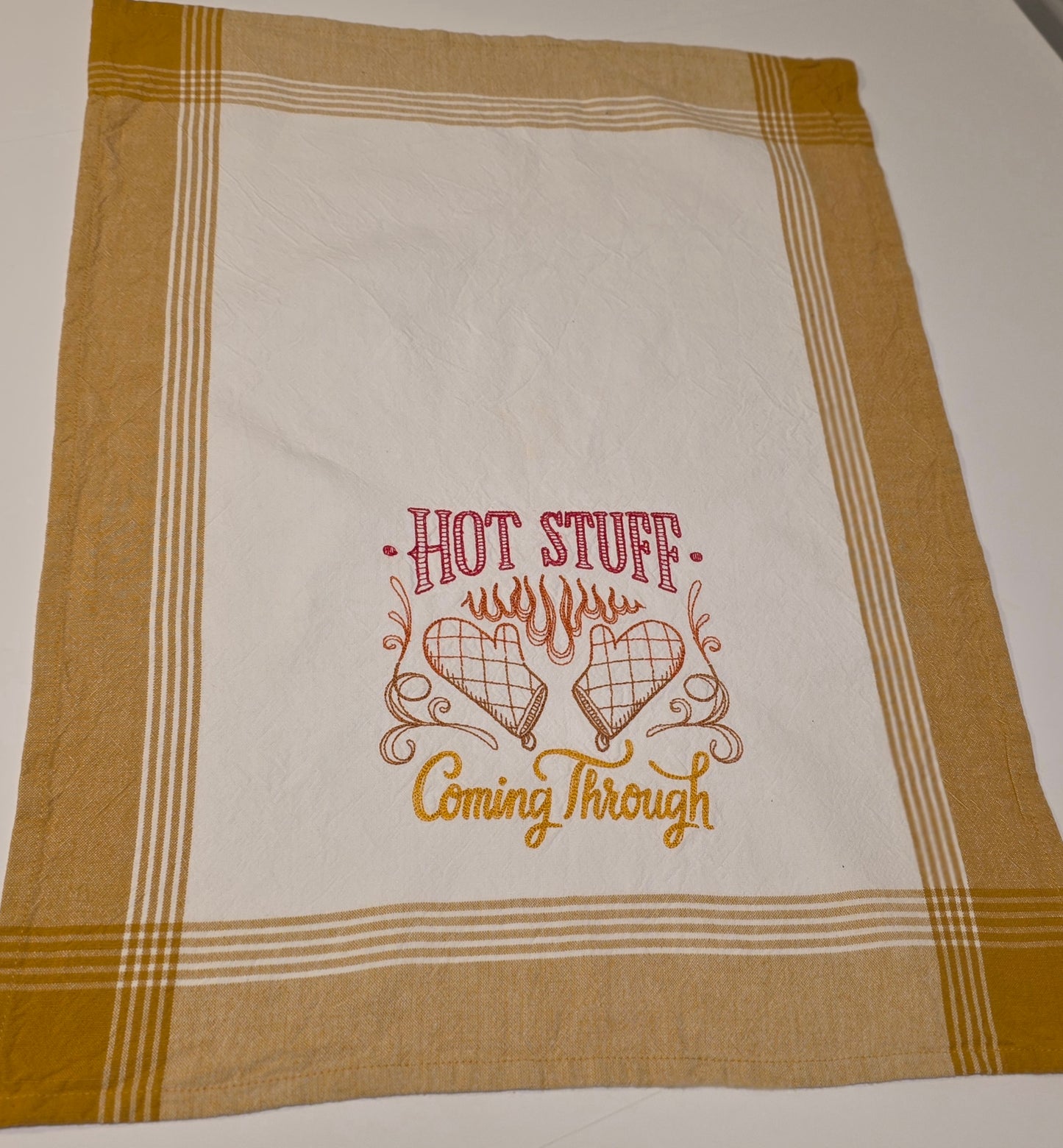 Embroidered Tea Towel - Hot Stuff