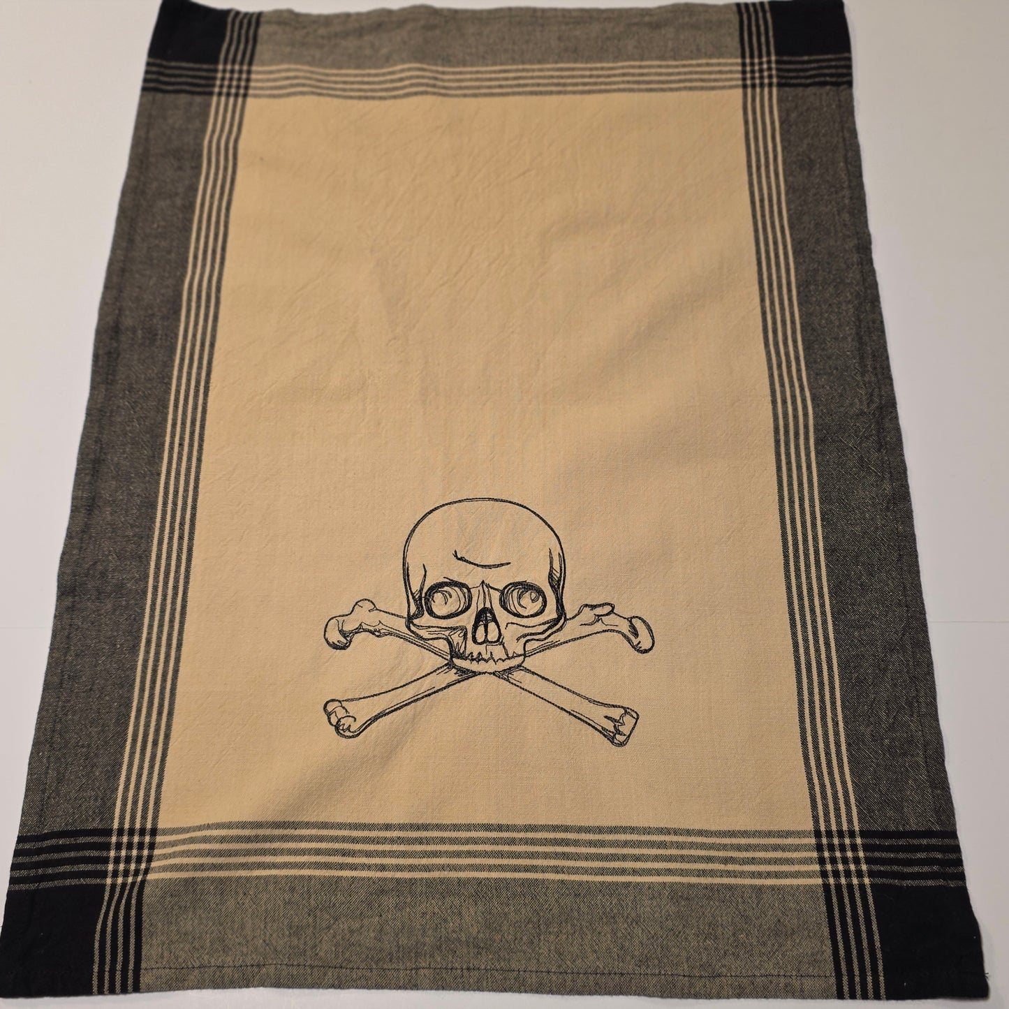 Embroidered Tea Towel - Skull and Crossbones
