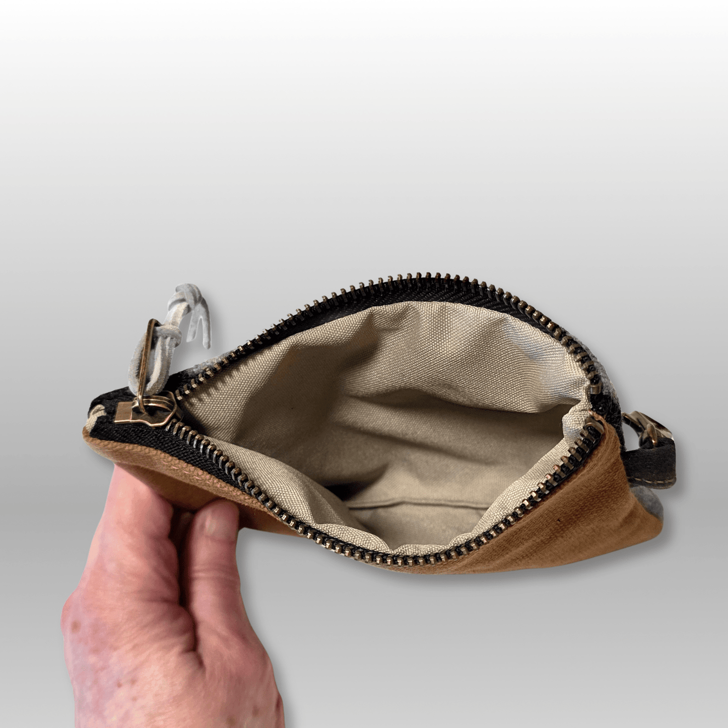 Wool and Canvas Zipper Pouch Small - Crafty Juniper