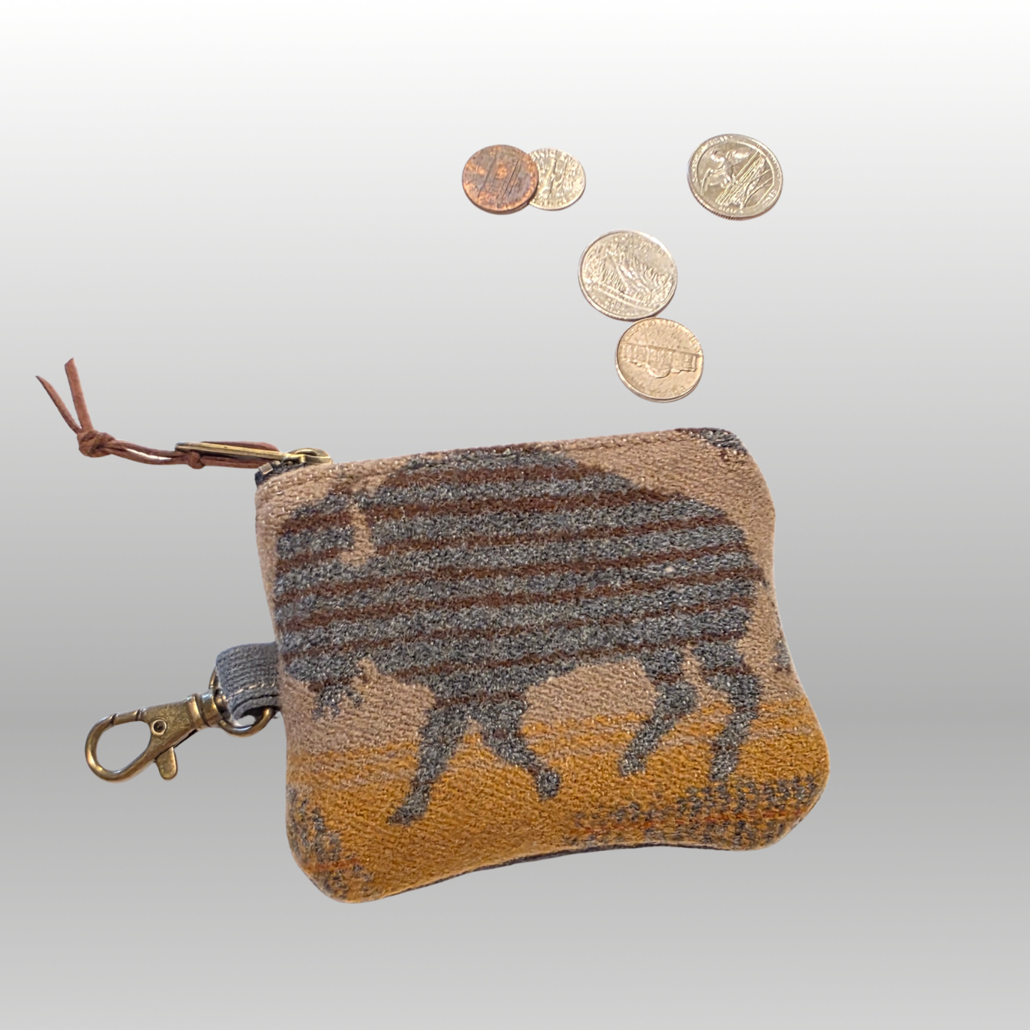 Wool and Canvas Zipper Pouch Small