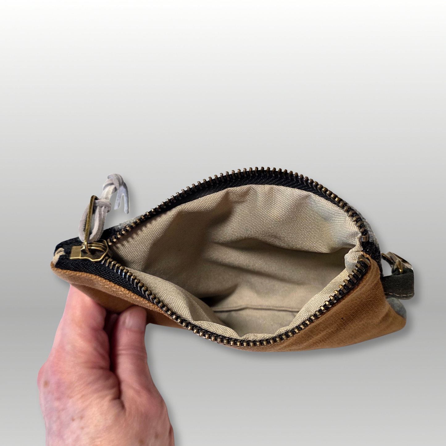 Wool and Canvas Zipper Pouch Small