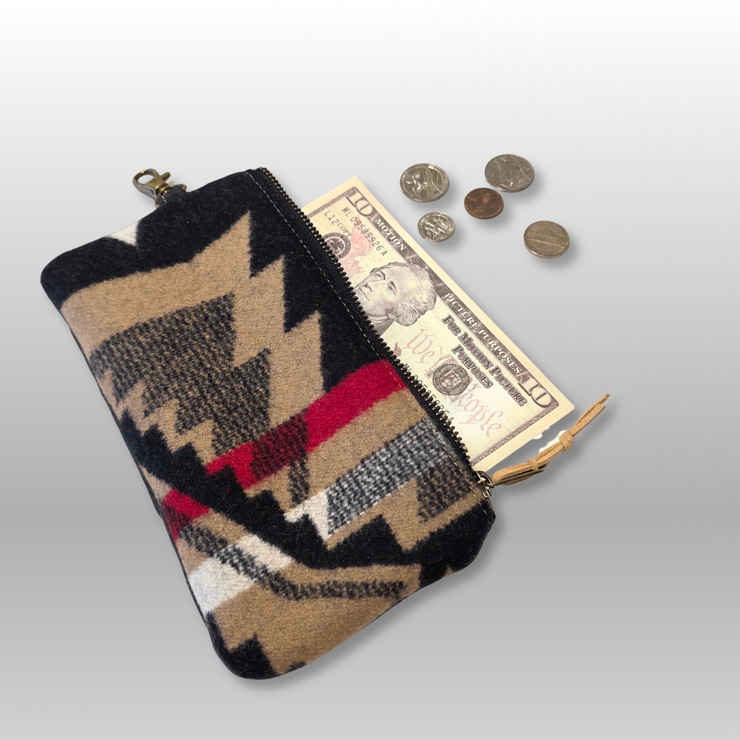 Wool and Canvas Zipper Pouch Medium