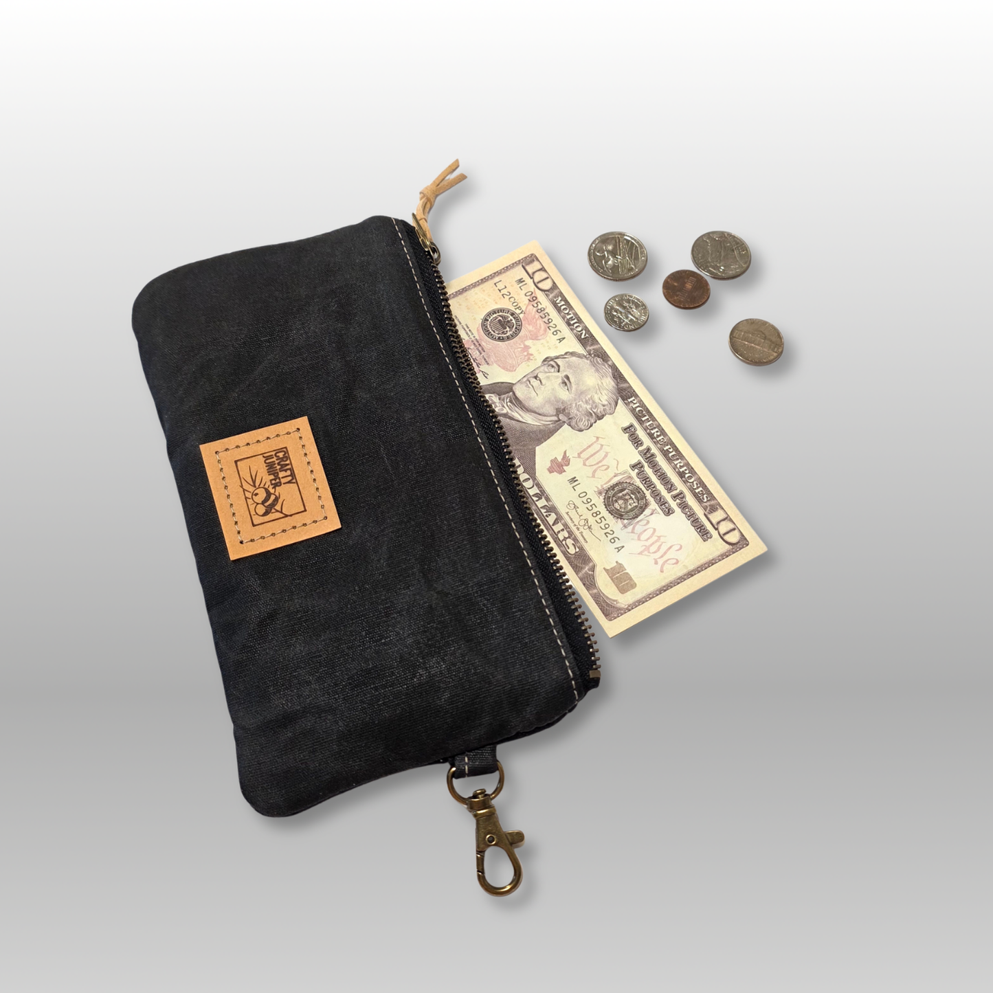 Wool and Canvas Zipper Pouch Medium