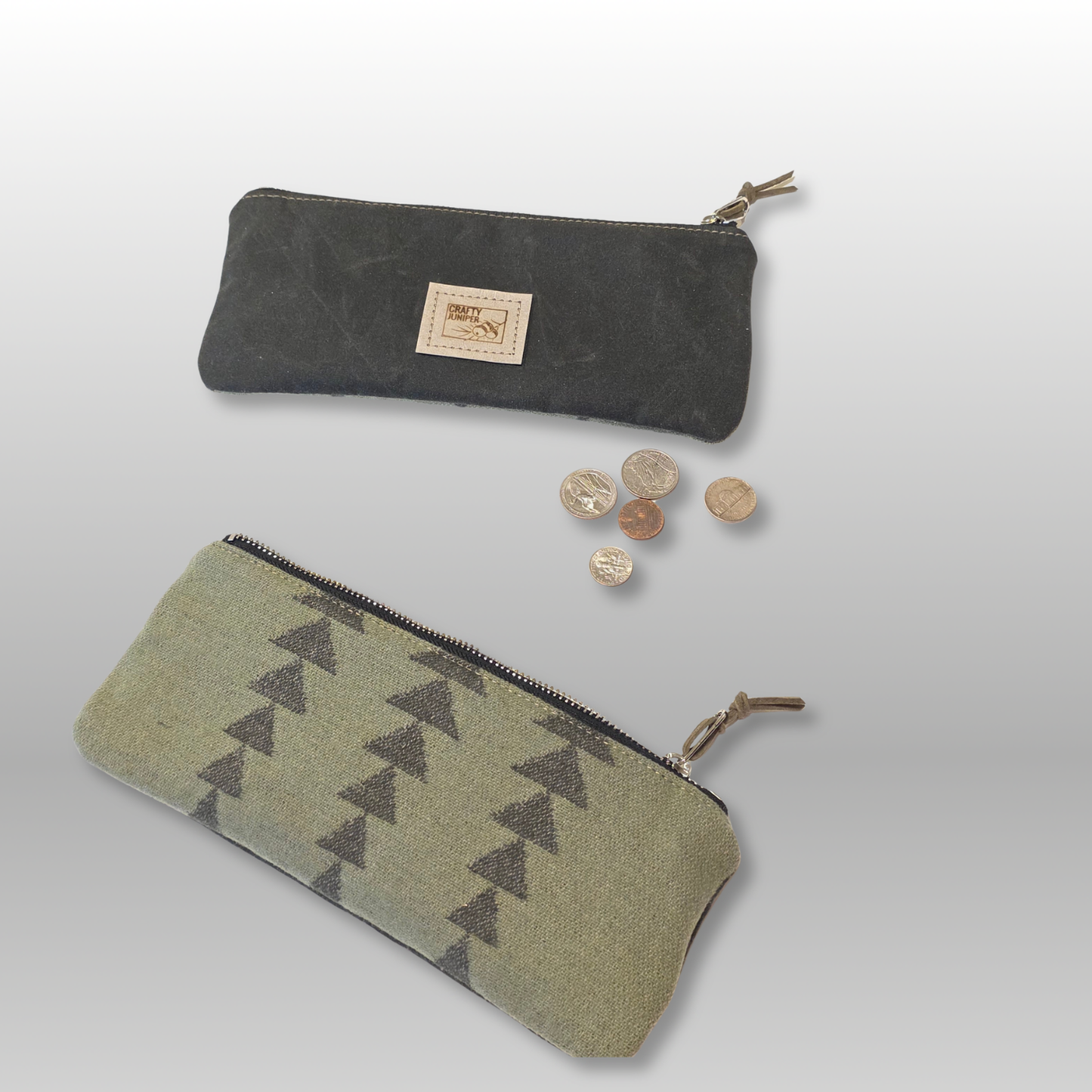 Wool and Canvas Zipper Pouch Large