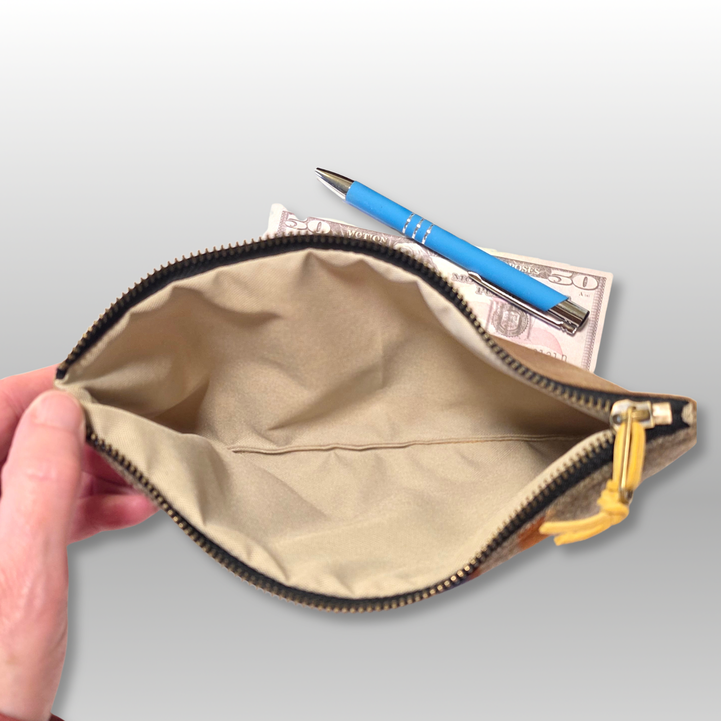 Wool and Canvas Zipper Pouch Large