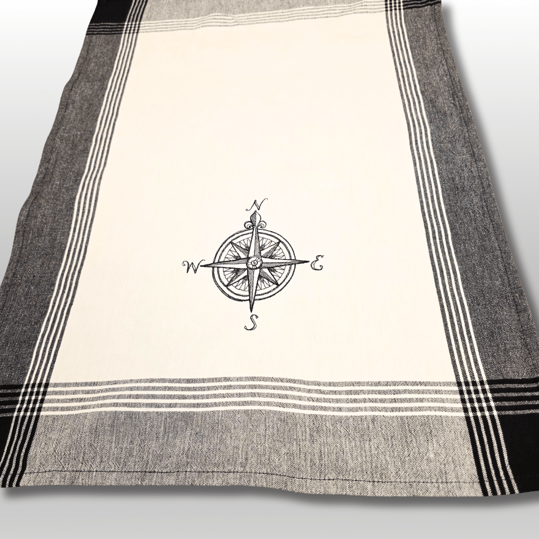 Embroidered Tea Towel - Compass Rose - Crafty Juniper