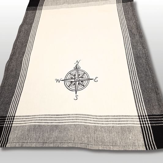 Embroidered Tea Towel - Compass Rose - Crafty Juniper