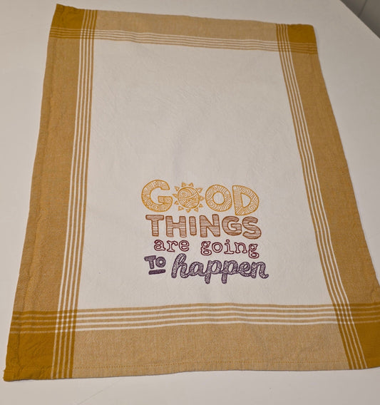 Embroidered Tea Towel - Good Things - Crafty Juniper
