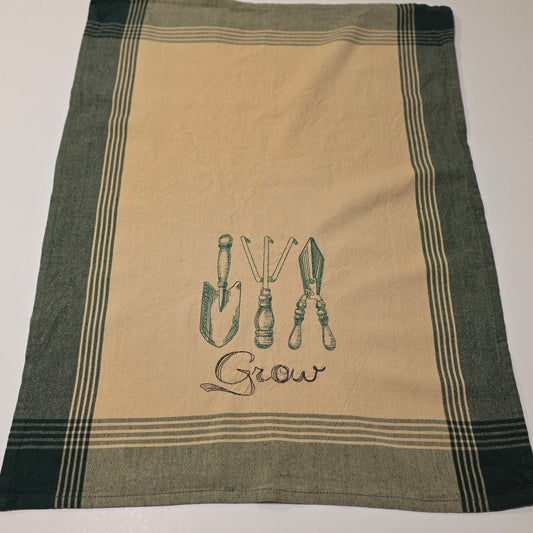 Embroidered Tea Towel - Grow - Crafty Juniper