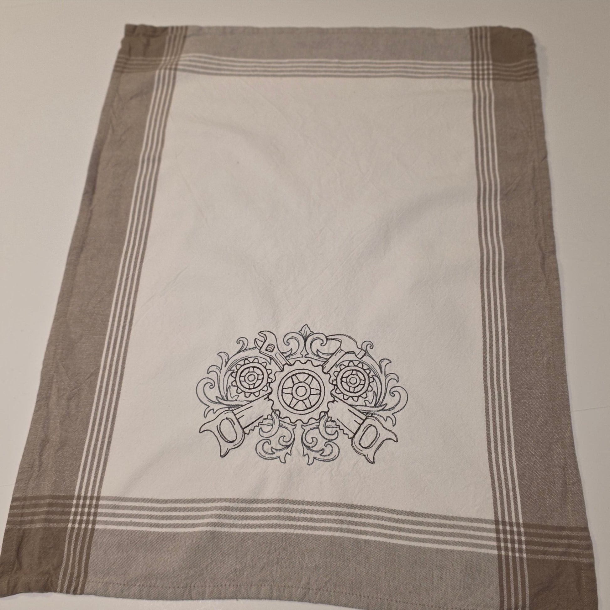 Embroidered Tea Towel - Tools of the Trade - Crafty Juniper
