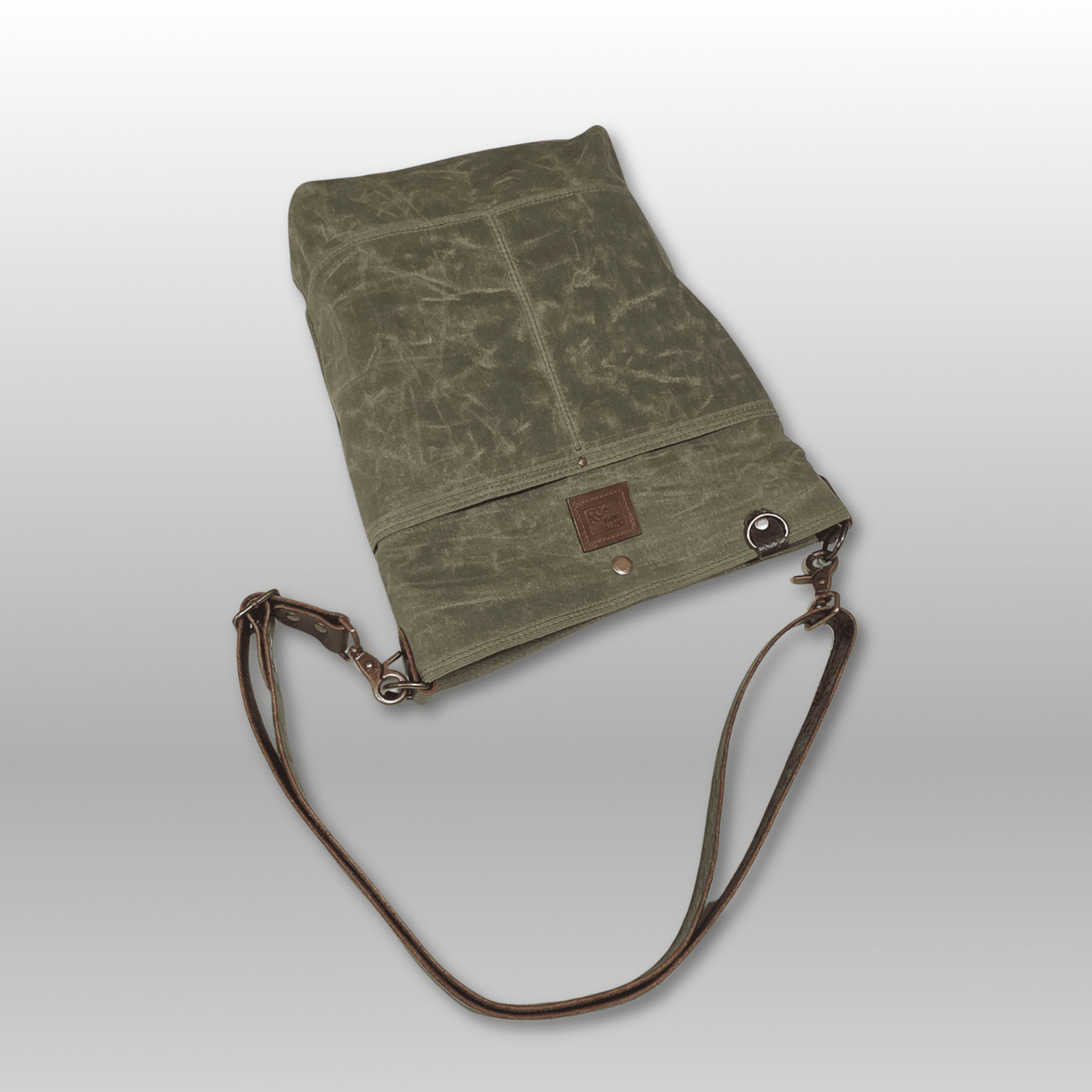 Hedgerow Book Bag in Waxed Canvas top view - Crafty Juniper