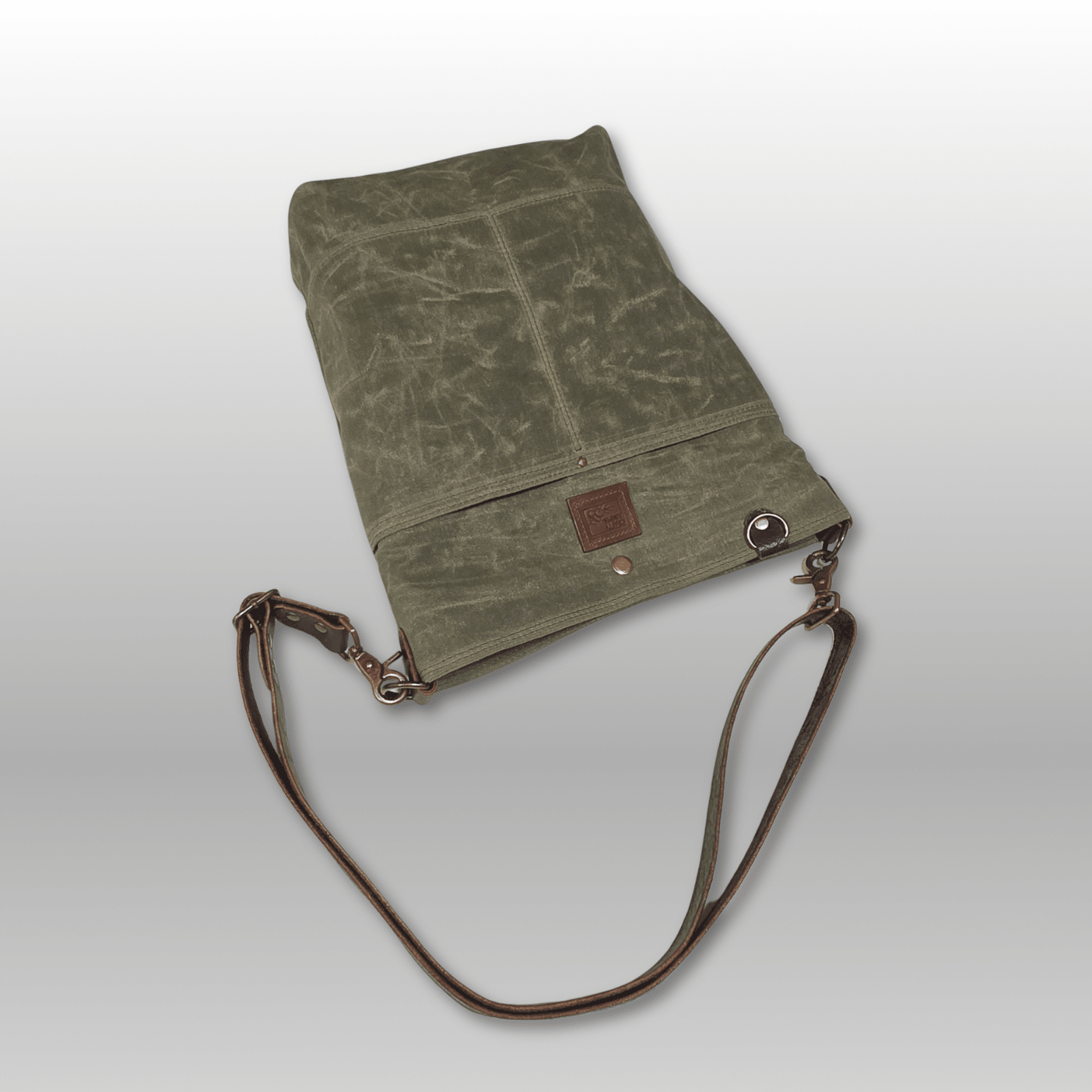 Hedgerow Book Bag in Waxed Canvas top view - Crafty Juniper