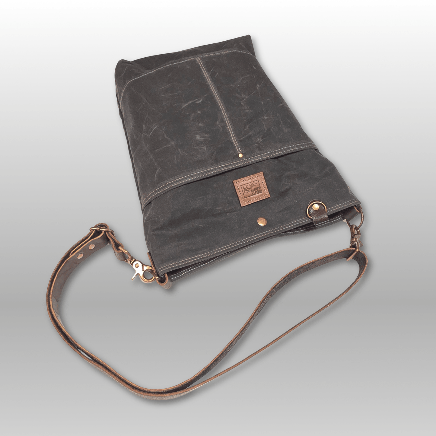 Hedgerow Book Bag in Waxed Canvas top view - Crafty Juniper