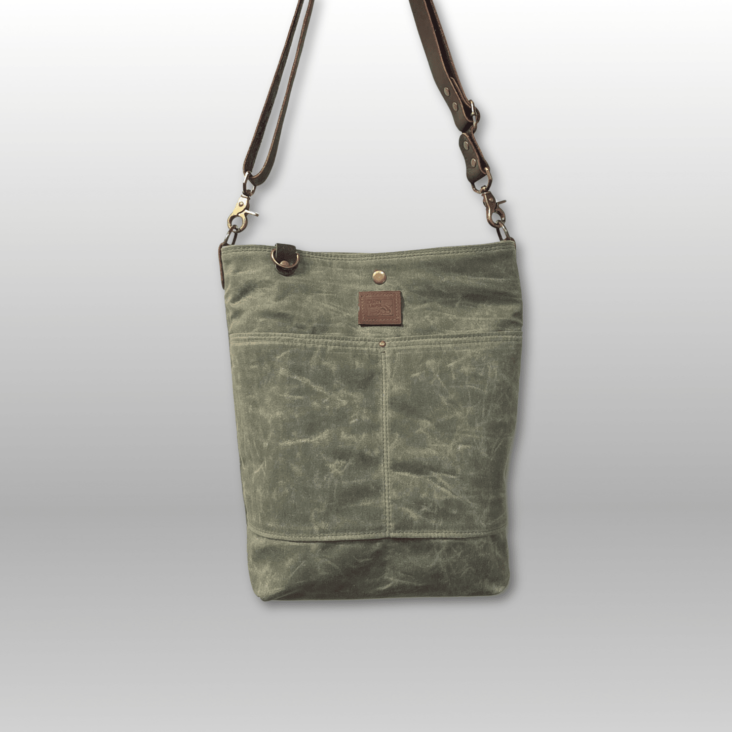 Hedgerow Book Bag in Waxed Canvas front view - Crafty Juniper