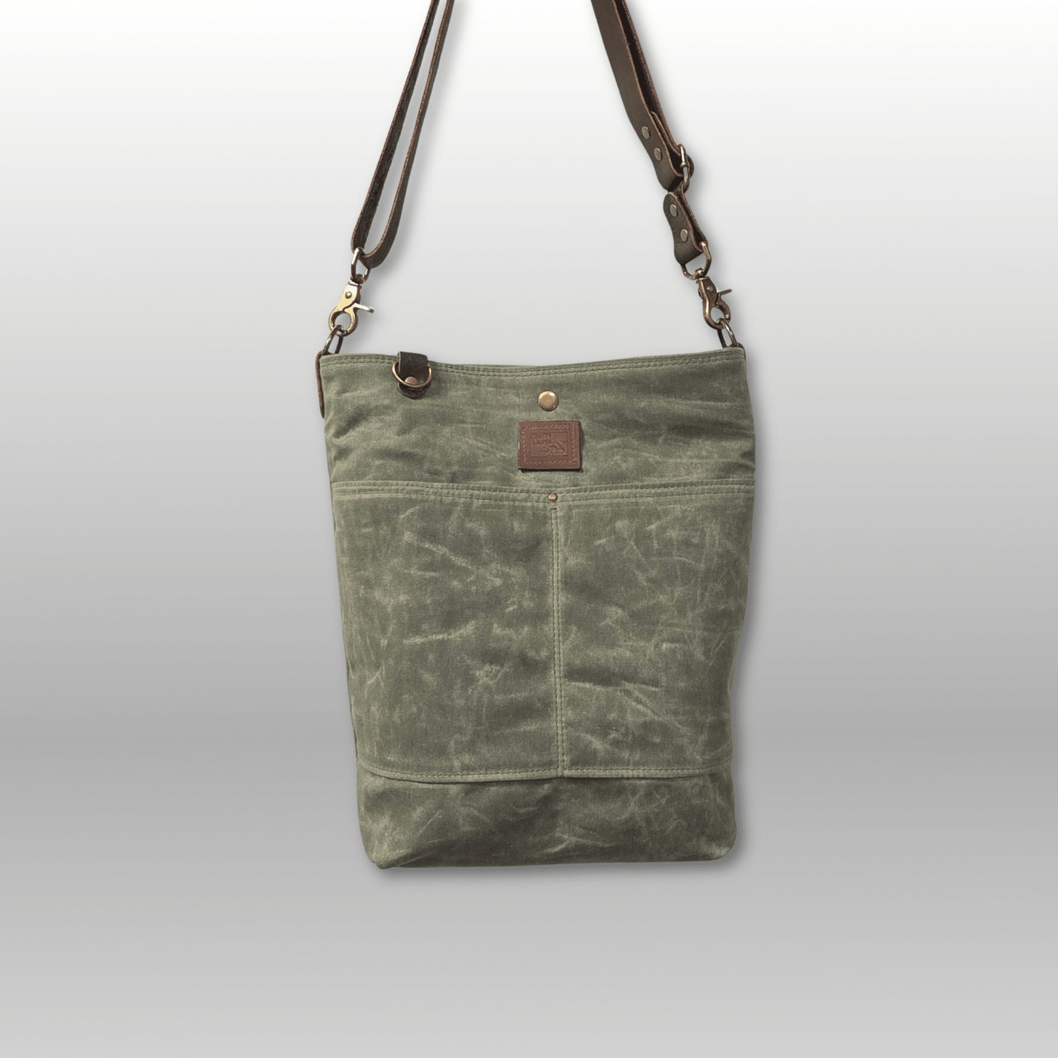 Hedgerow Book Bag in Waxed Canvas front view - Crafty Juniper