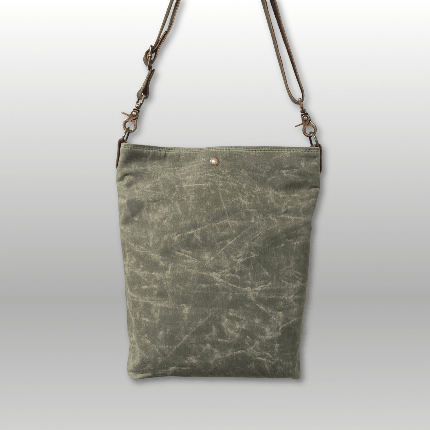 Hedgerow Book Bag in Waxed Canvas back view - Crafty Juniper