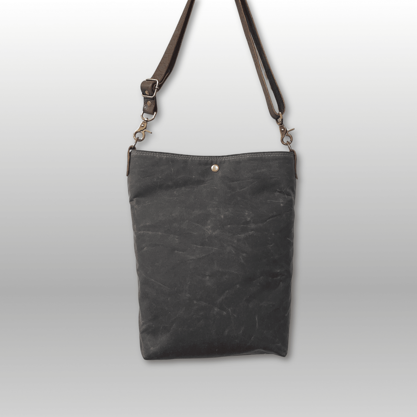 Hedgerow Book Bag in Waxed Canvas back view - Crafty Juniper