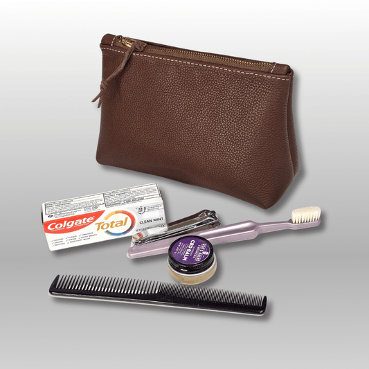 Pythagorean Leather Zipper Pouch - Crafty Juniper