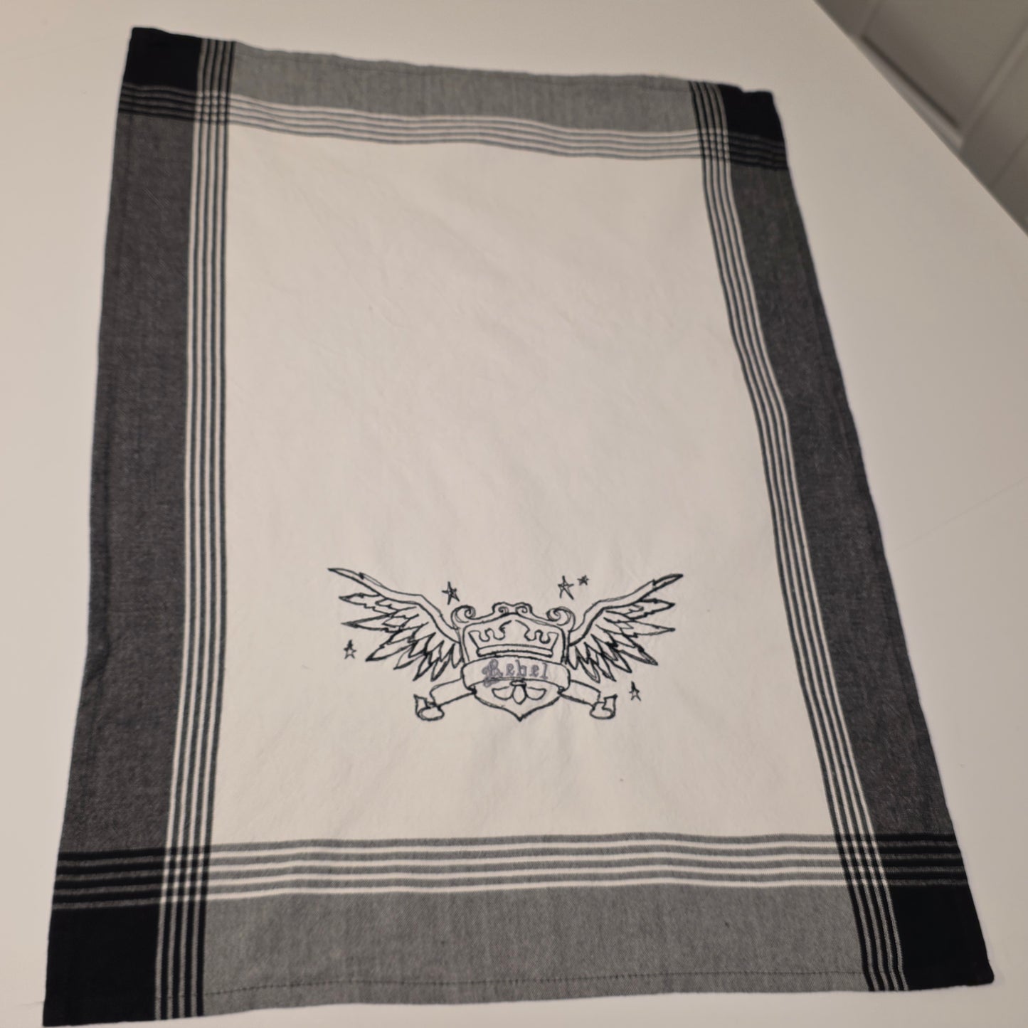 Embroidered Tea Towel - Rebel