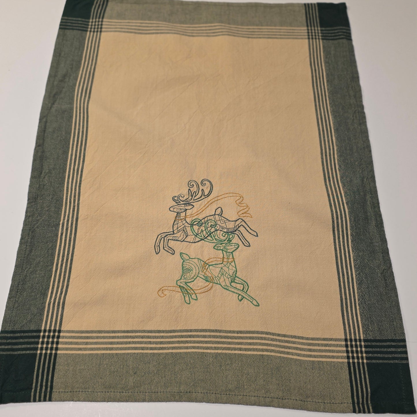 Embroidered Tea Towel - Crystal Reindeer