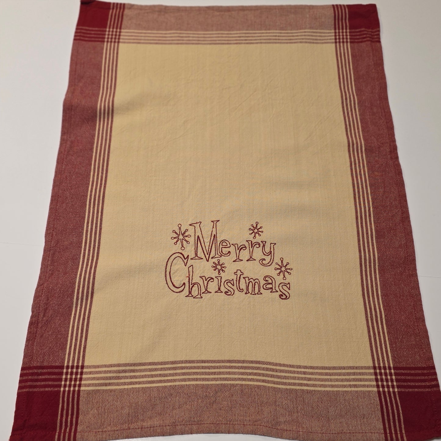 Embroidered Tea Towel - Merry Christmas