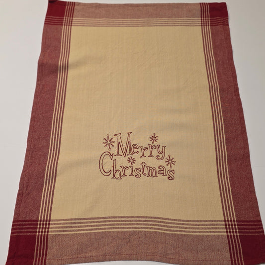 Embroidered Tea Towel - Merry Christmas