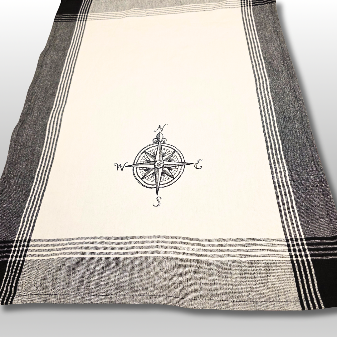Embroidered Tea Towel - Compass Rose