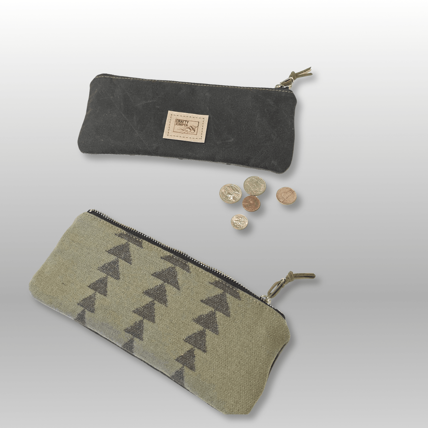 Wool and Canvas Zipper Pouch Large - Crafty Juniper