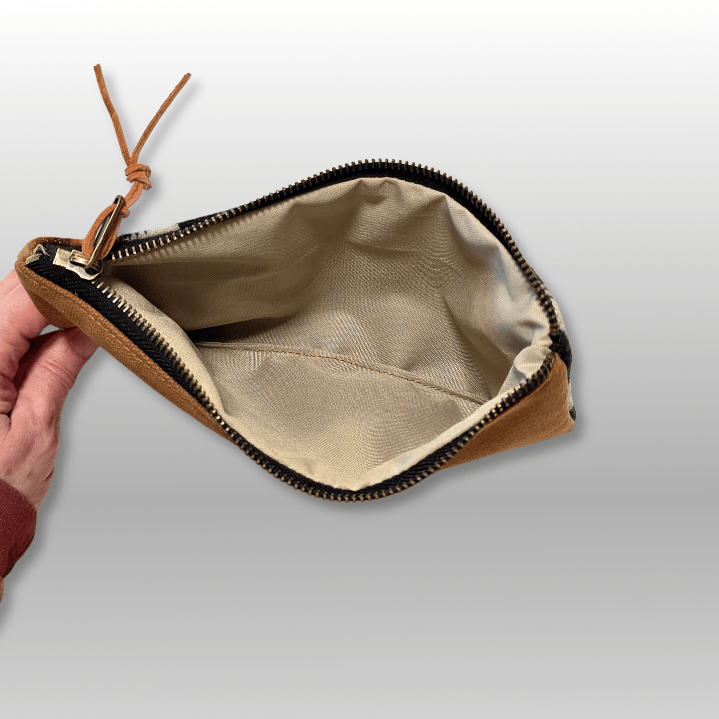 Wool and Canvas Zipper Pouch Large - Crafty Juniper