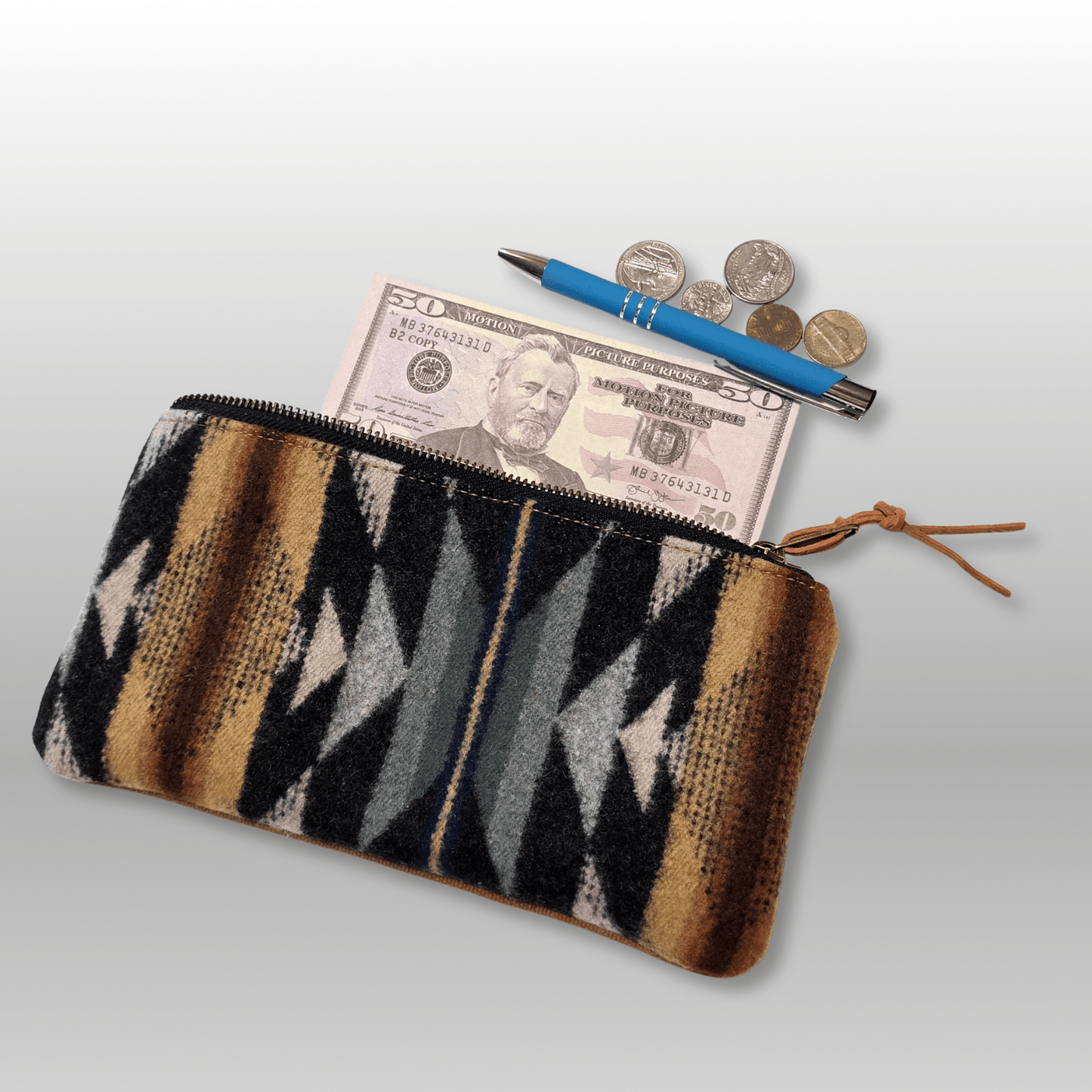 Wool and Canvas Zipper Pouch Large - Crafty Juniper