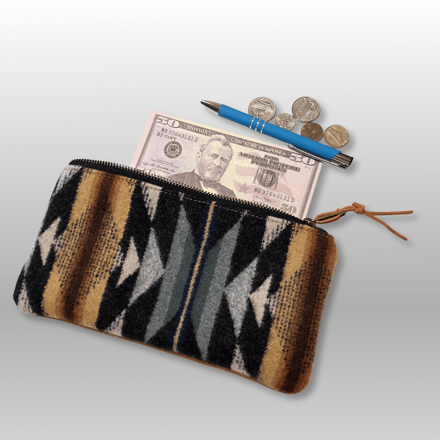 Wool and Canvas Zipper Pouch Large - Crafty Juniper