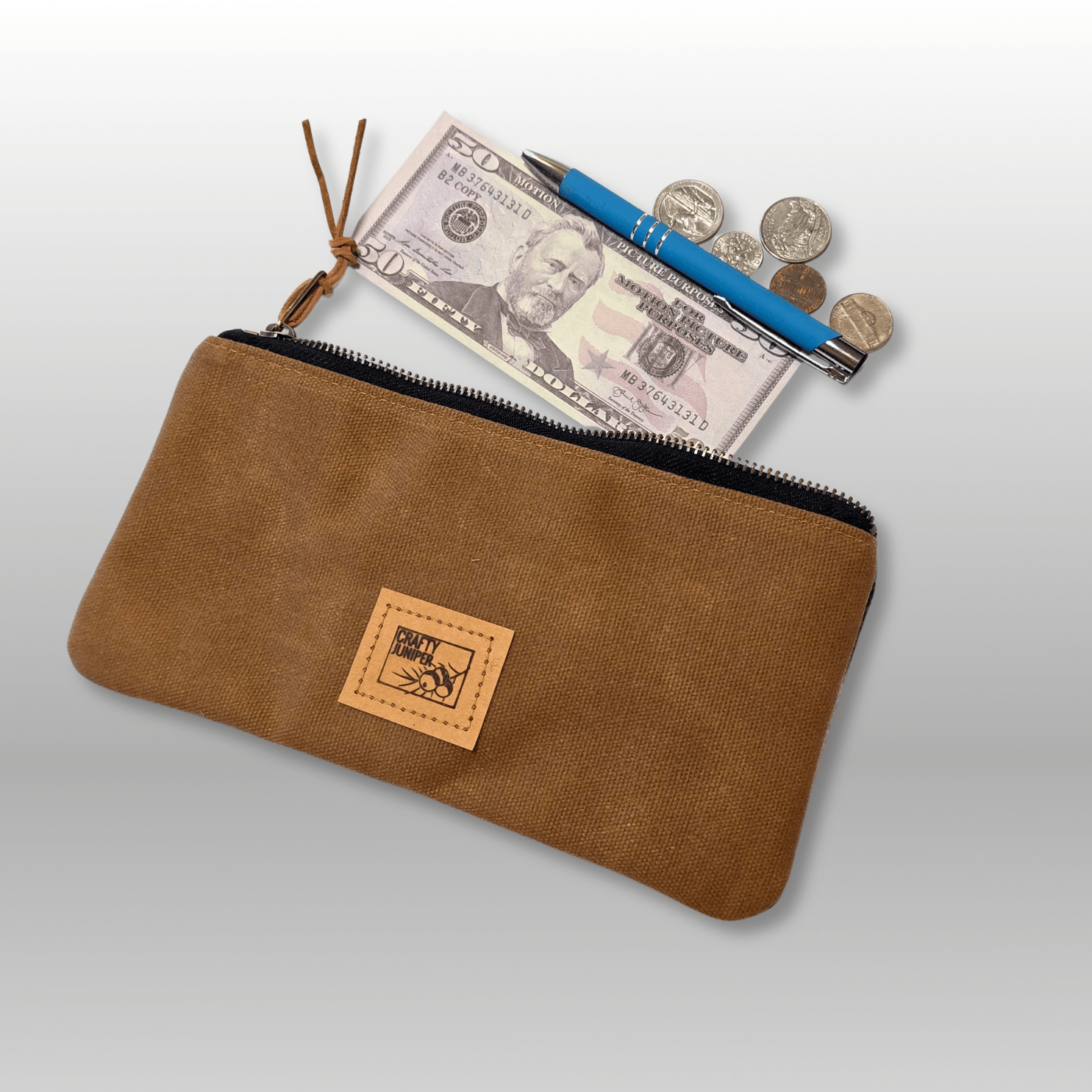 Wool and Canvas Zipper Pouch Large - Crafty Juniper