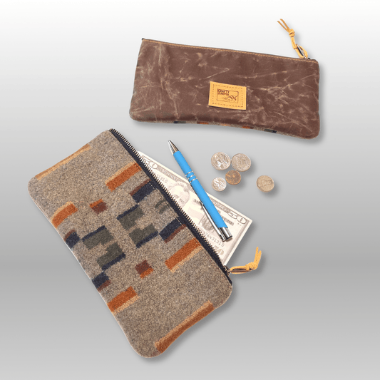 Wool and Canvas Zipper Pouch Large - Crafty Juniper